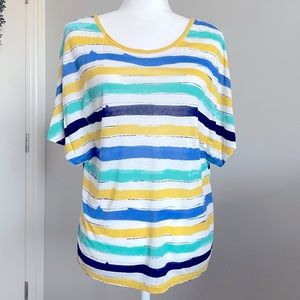 LOFT Striped Batwing Sleeve Tee, Lightweight, Spring Shirt, Boatneck, S